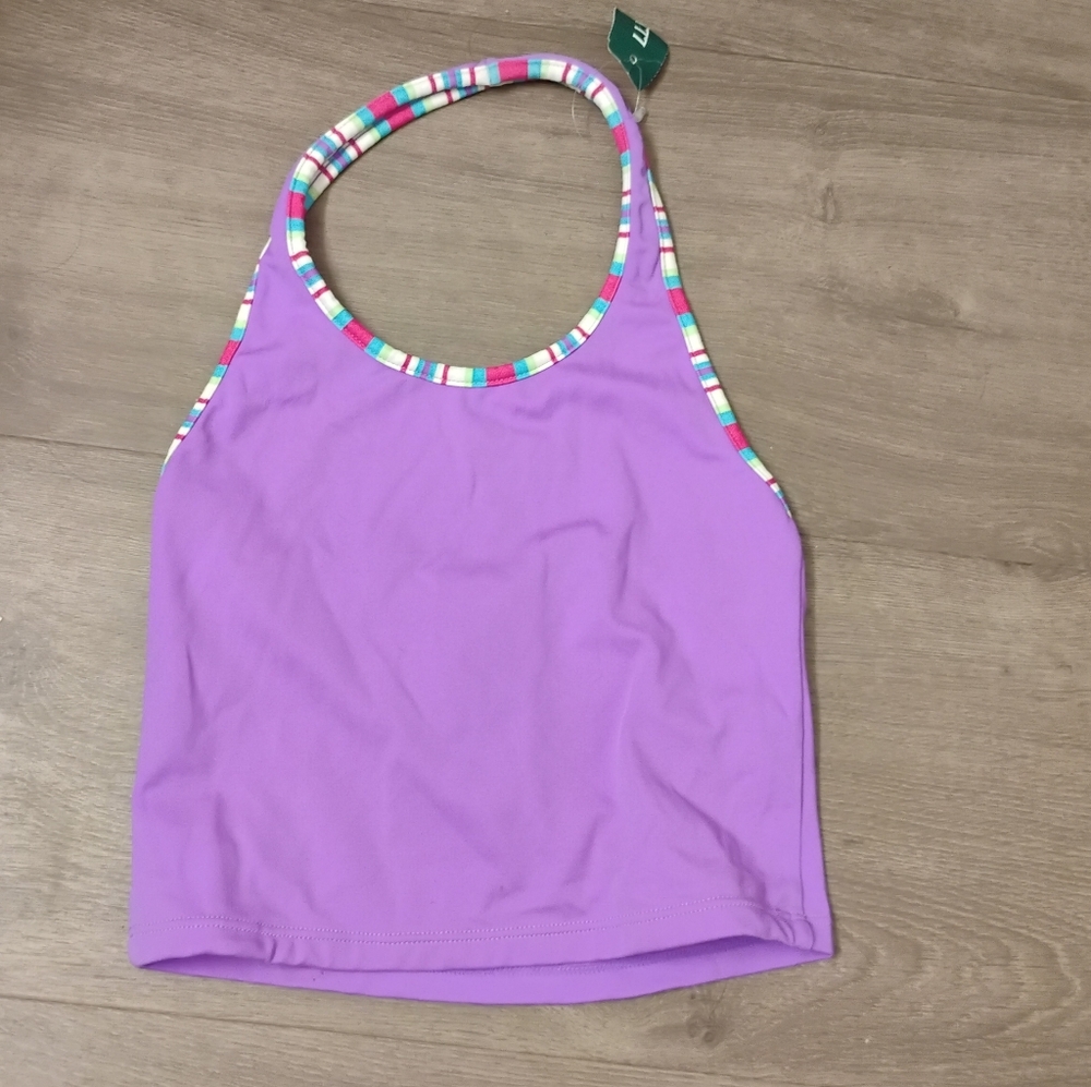 NWT L.L. Bean Girls Lycra Halter Tankini Top Sz 14